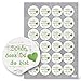 Logbuch-Verlag 24 Aufkleber SCHÖN DASS DU DA BIST grün weiß mit Herz - rund ∅ 4 cm - Geschenkaufkleber Gastgeschenke Hochzeit Taufe Kommunion