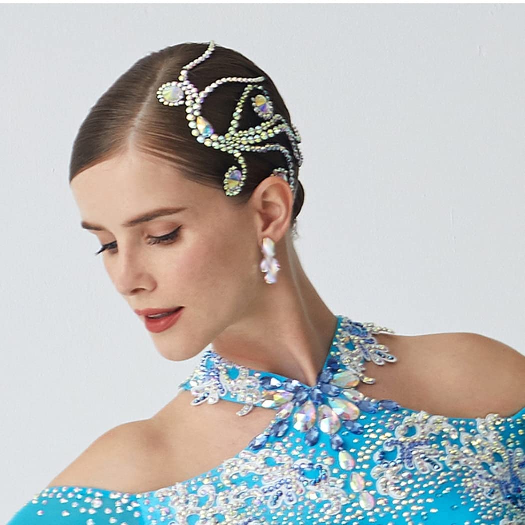Accessori per La Danza delle Donne Copricapi alla Moda per La Danza Latina Pezzo di Capelli con Strass per Balli da Sala Decorazione per Capelli di Danza del Ventre
