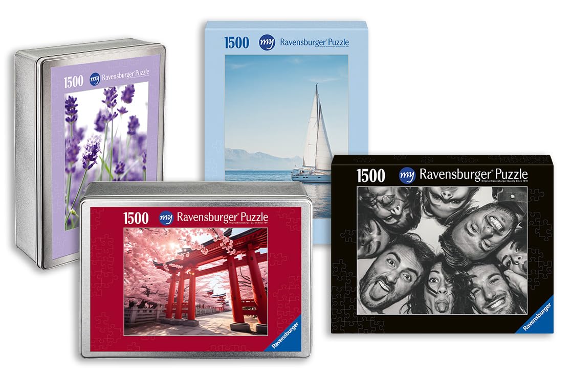 Ravensburger Fotopuzzle - 1500 Teile Puzzle zum Selbstgestalten - personalisierte Fotogeschenke für Kinder und Erwachsene (Rote Metallbox/Querformat)