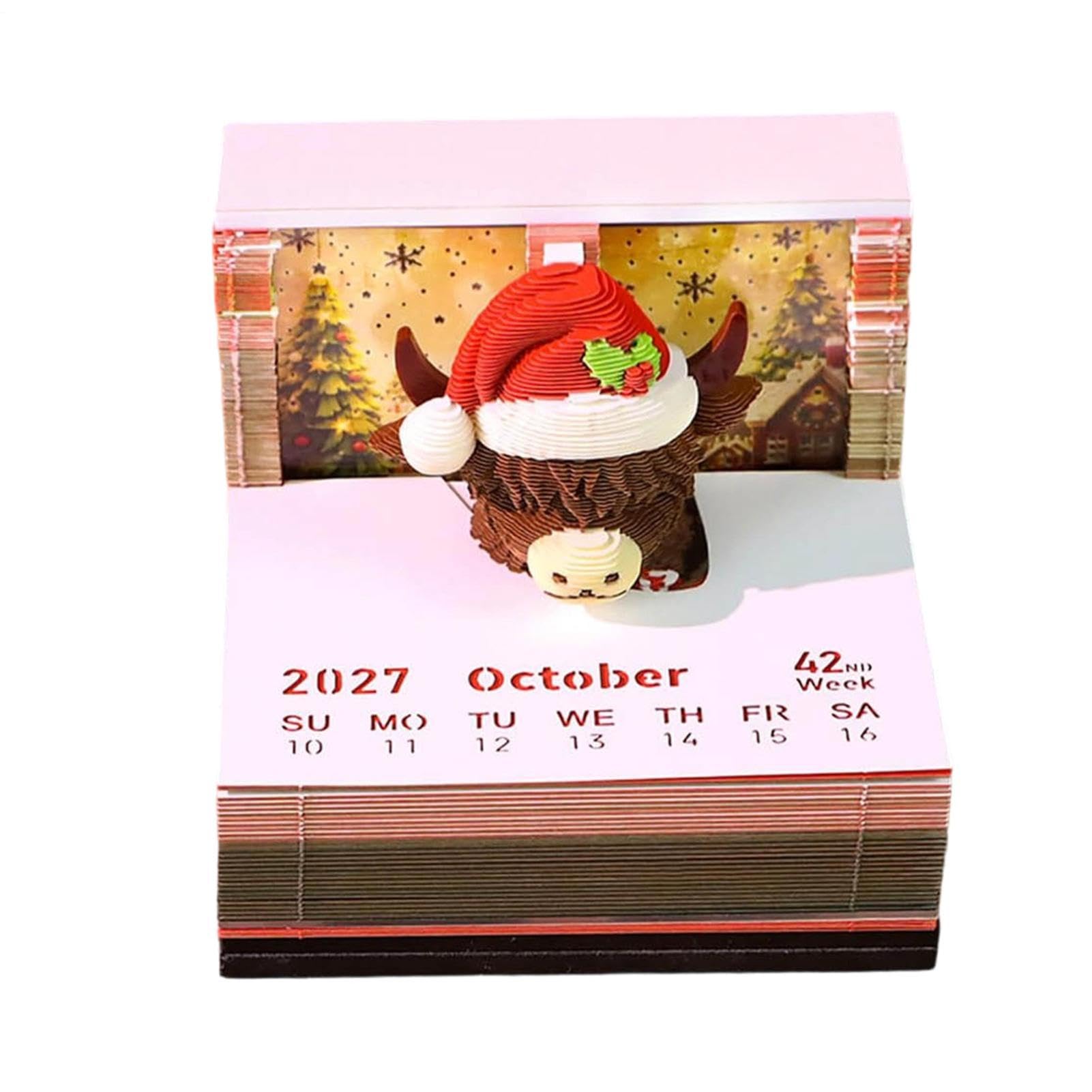 Calendrier 3D détachable de 250 feuilles de Noël en forme de vache