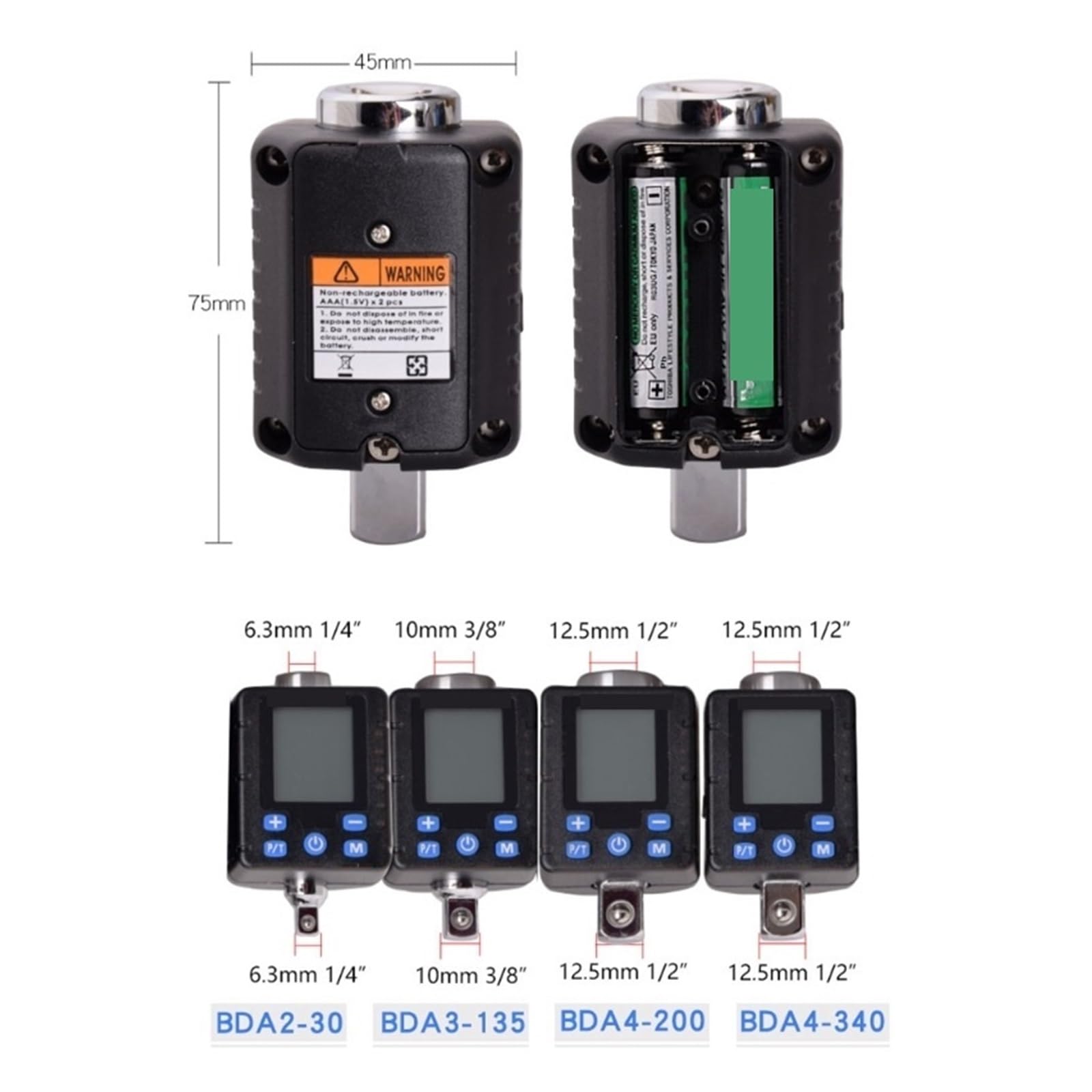 Set di Chiave Dinamometrica Digitale, 1 Set di adattatori di Coppia in Acciaio ad Alta precisione Regola la Chiave Digitale LCD Elettronica Dropshipping per Bici, Moto, Auto