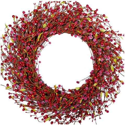 24 Inch Winter Christmas Large Sugar Red Berries Wreath for Front...