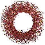 Egolot 24 Inch Winter Christmas Large Sugar Red Berries Wreath for Front Door, Xmas Red Berry Wreaths for Indoor Outdoor, Winter Holiday Home Decor Wreath
