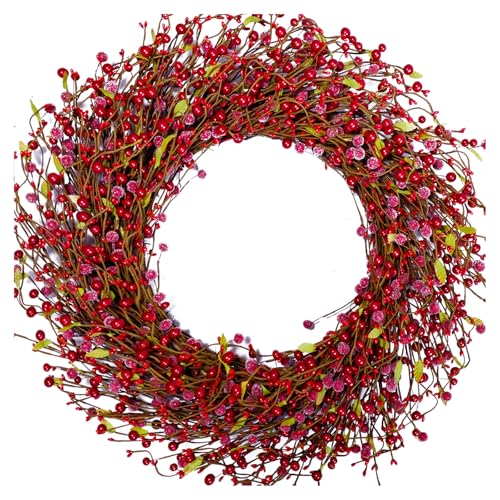 Egolot 24 Inch Winter Christmas Red Berry Wreath