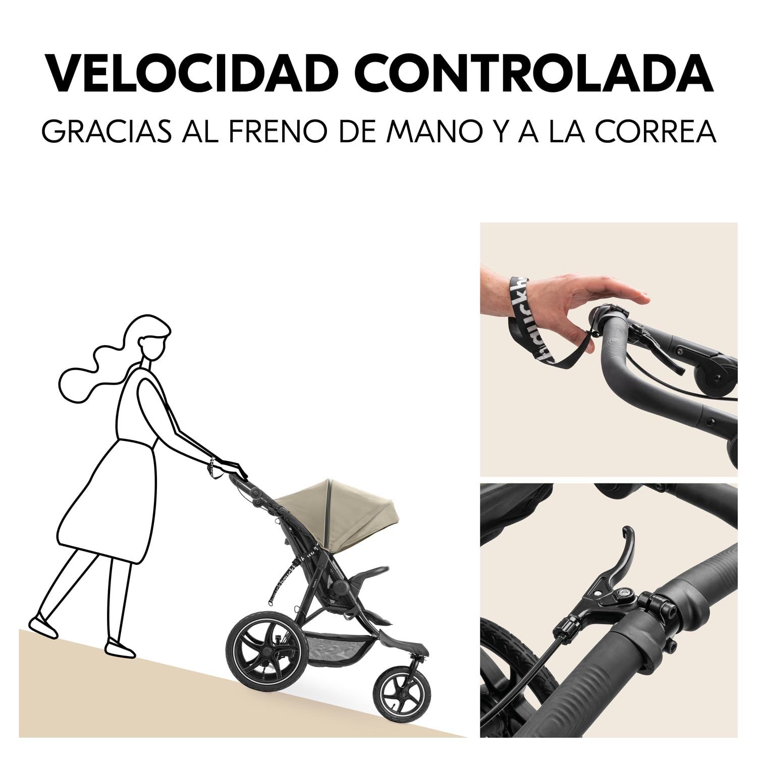 hauck Runner 3 Silla de Paseo Ligera hasta 22 kilos - Carrito Bebé de 3 Ruedas Reclinable - Carro para Niños con Neumáticos XL de Aire - Suspensión - Freno de Mano - Capota XL UPF 50+ - Oliva