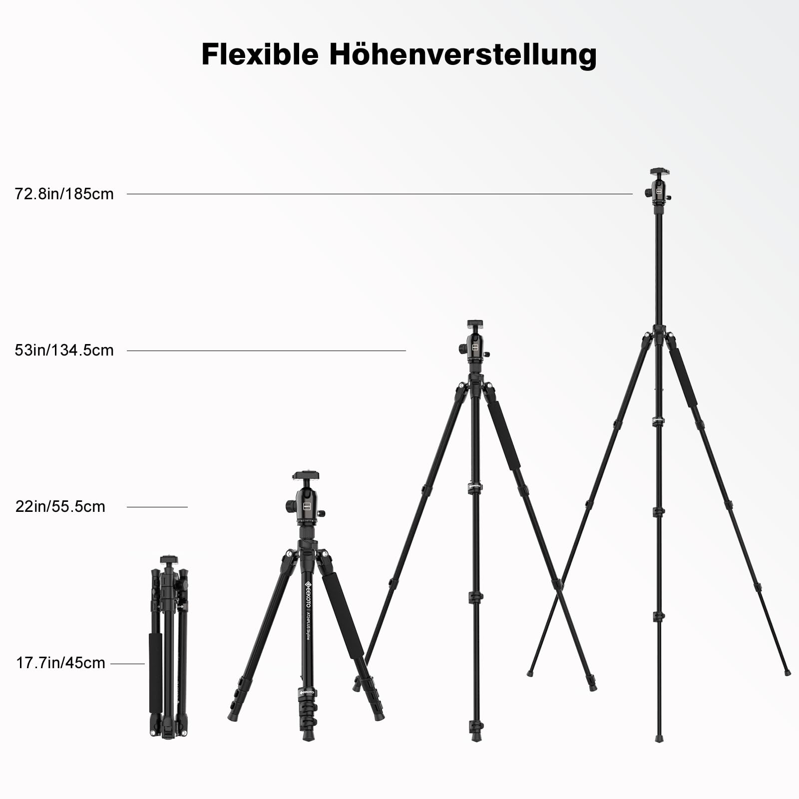 GEEKOTO Treppiede per fotocamera da 77", DSLR Camera Tripod in alluminio, con monopiede e testa a sfera panoramica a 360°, piastra a sgancio rapido 1/4 e custodia per treppiede per fotocamera reflex