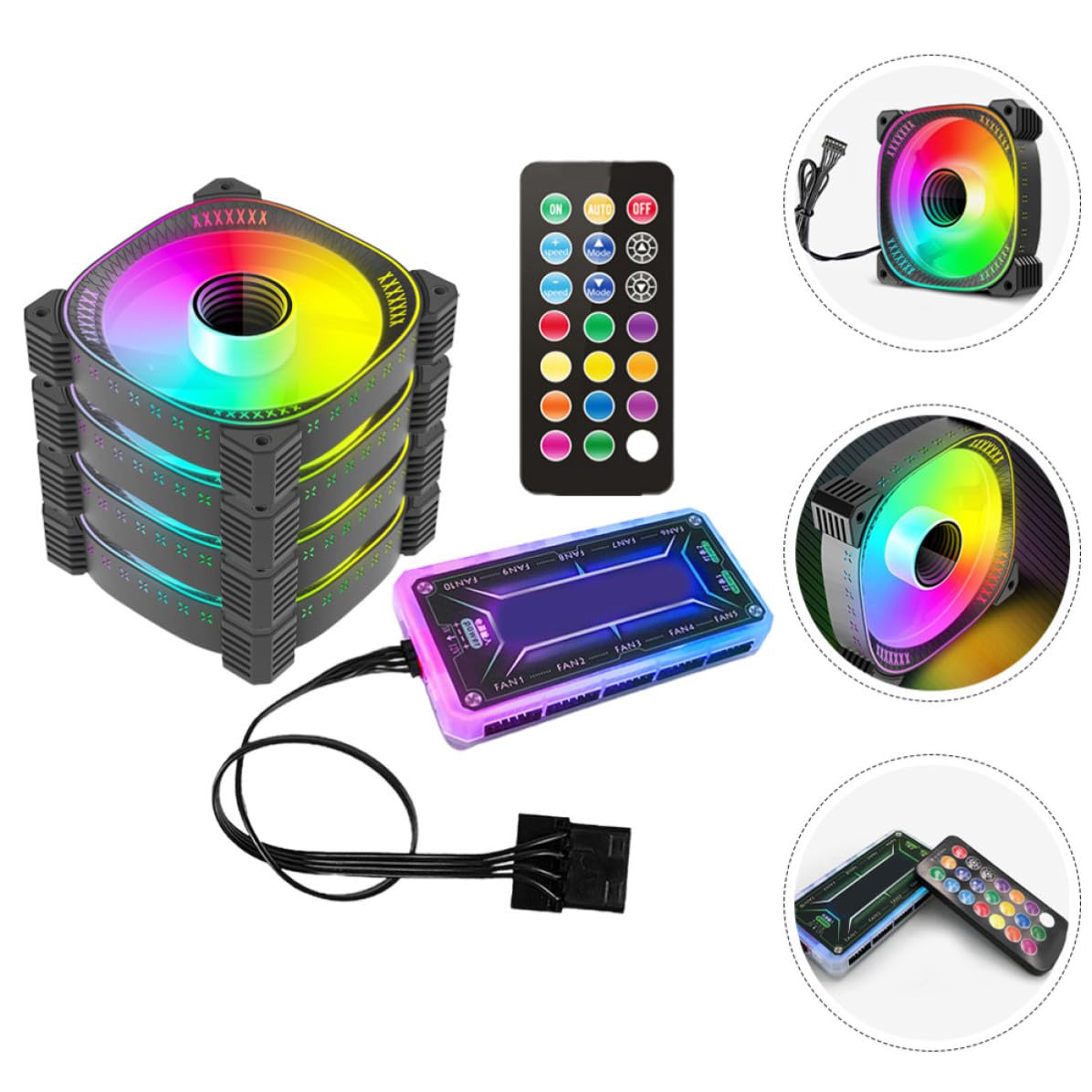 YARNOW Ventiladores Silenciosos Argb para Caja de PC con Controlador, Refrigeración y Diseño en Abs y Cobre, Ideales para Fiesta Verano y Salas de Juegos
