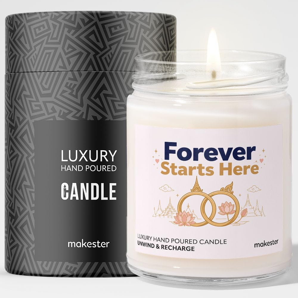 Wedding Gift for Thai Couple - Luxury Soy Wax Candle - Vanilla, Jasmine, Sugared Almond - Makester — image 1