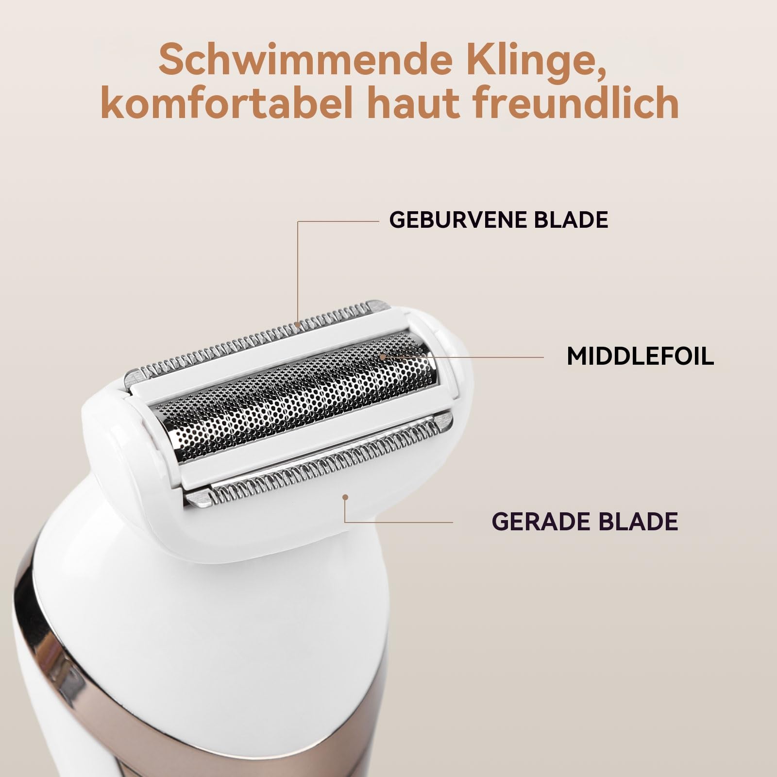 Elektrischer Damen-Epilierer 2-in-1 Gesicht Kinn Arme Beine Achselhöhle Bikini-Trimmer Nass- und Trockenrasierer 2 Geschwindigkeiten