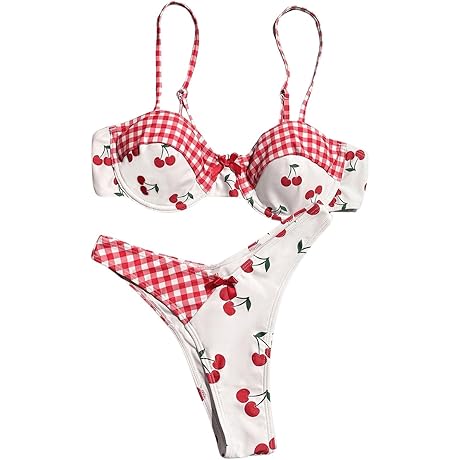 Women's Y2K Checkered Bow Bikini Set