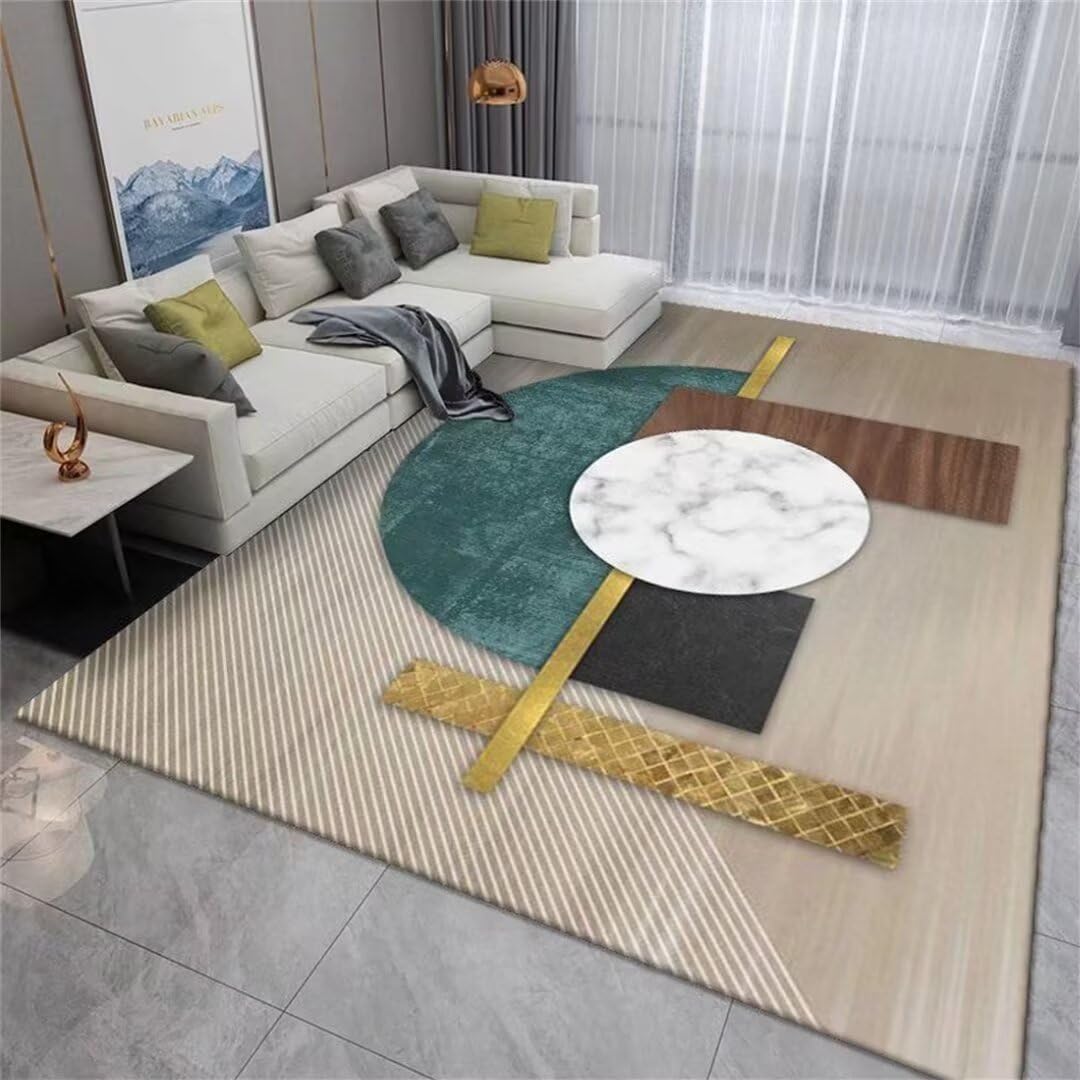 Tapis de maison confortable bleu 60x90 motif rond rectangulaire salon