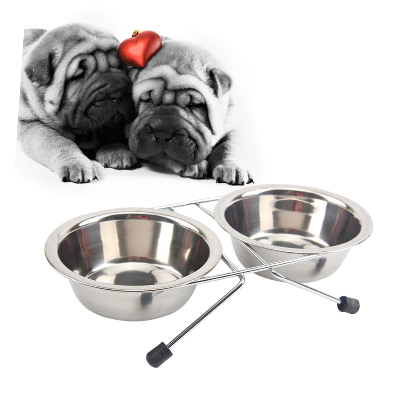 Balacoo Stainless Steel Pet Feeder Large Dog Cat Food Water Bowls Set Non-Slip Base