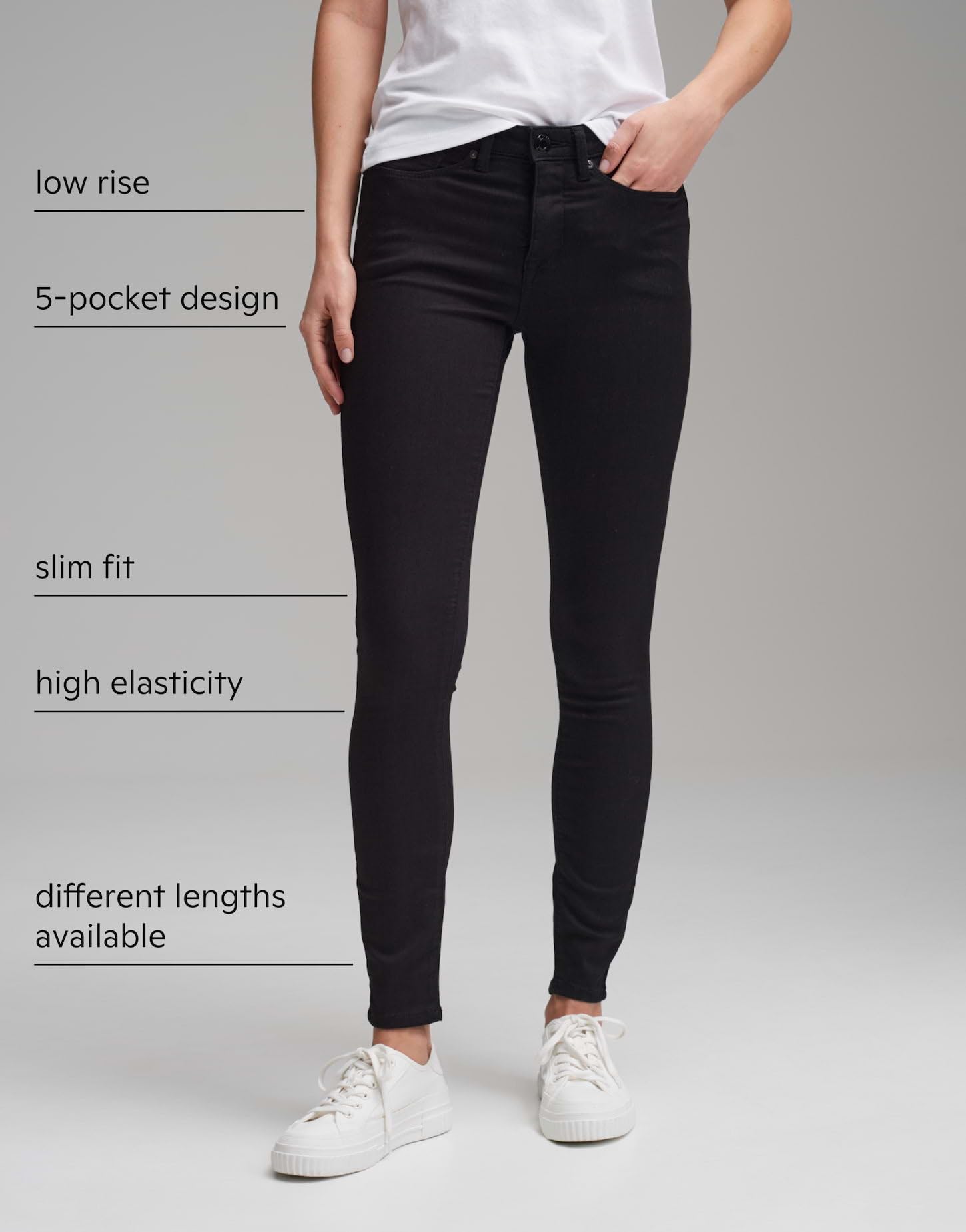 OPUS Damen Skinny | Skinny Jeans ELMA Black Low Rise mit Stretch-Anteil