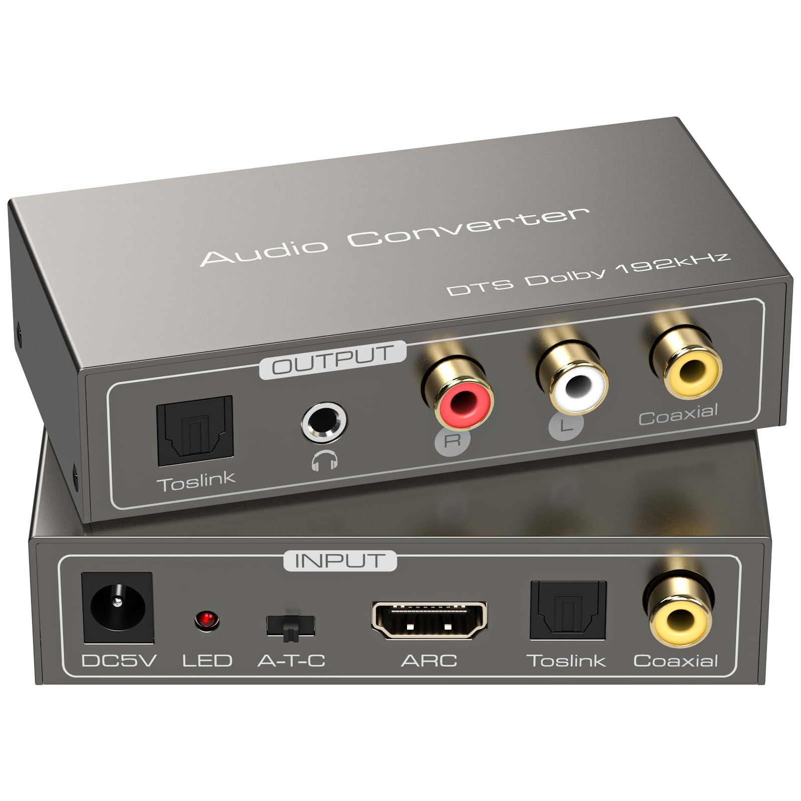 XPTSFDU HDMI ARC to RCA Audio Converter 3 in 1 Digital to Analog Audio Converter with Optical Coaxial ARC Input Toslink Coaxial RCA AUX Output Support