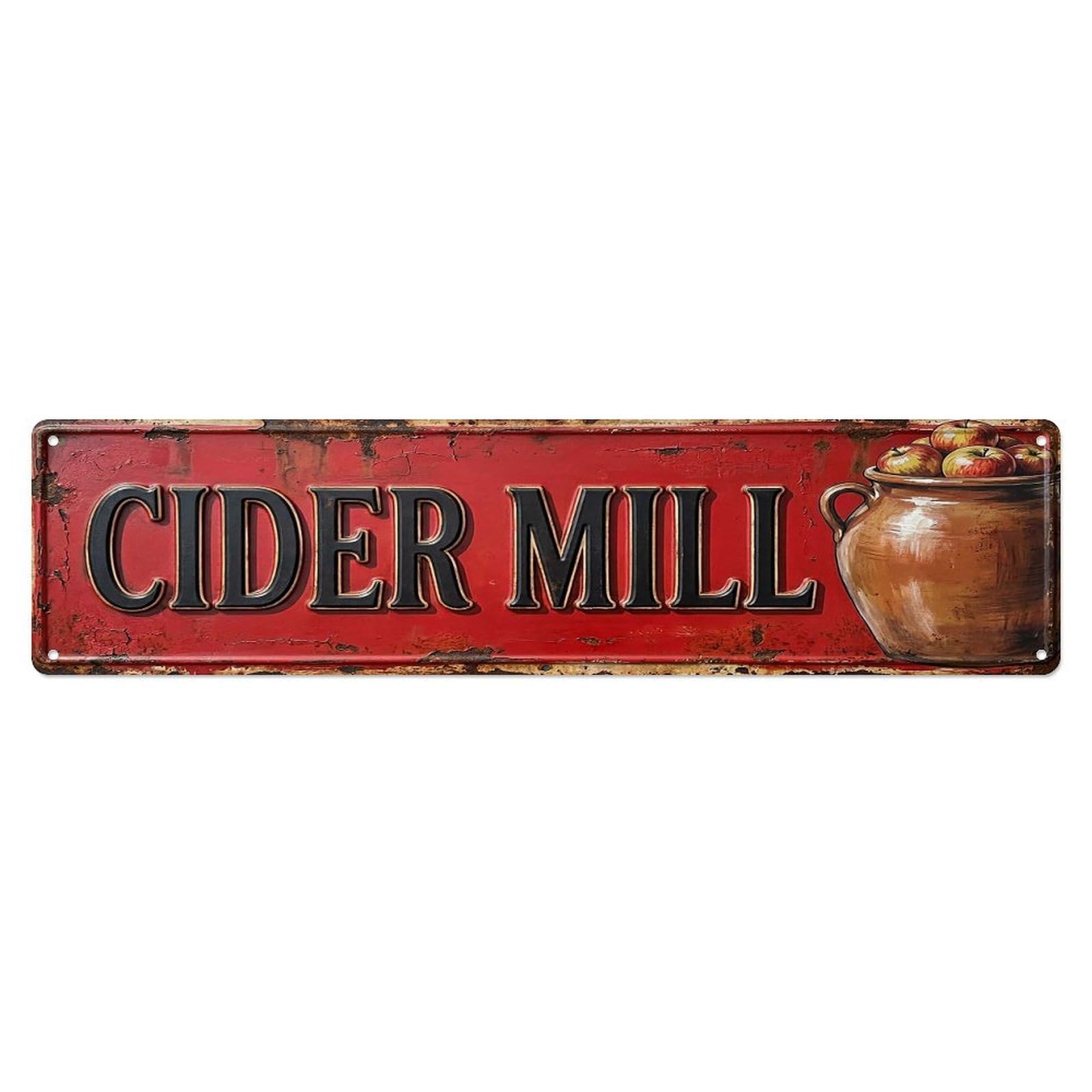 Vintage Cider Mill Pressed Farmhouse Metal Tin Sign