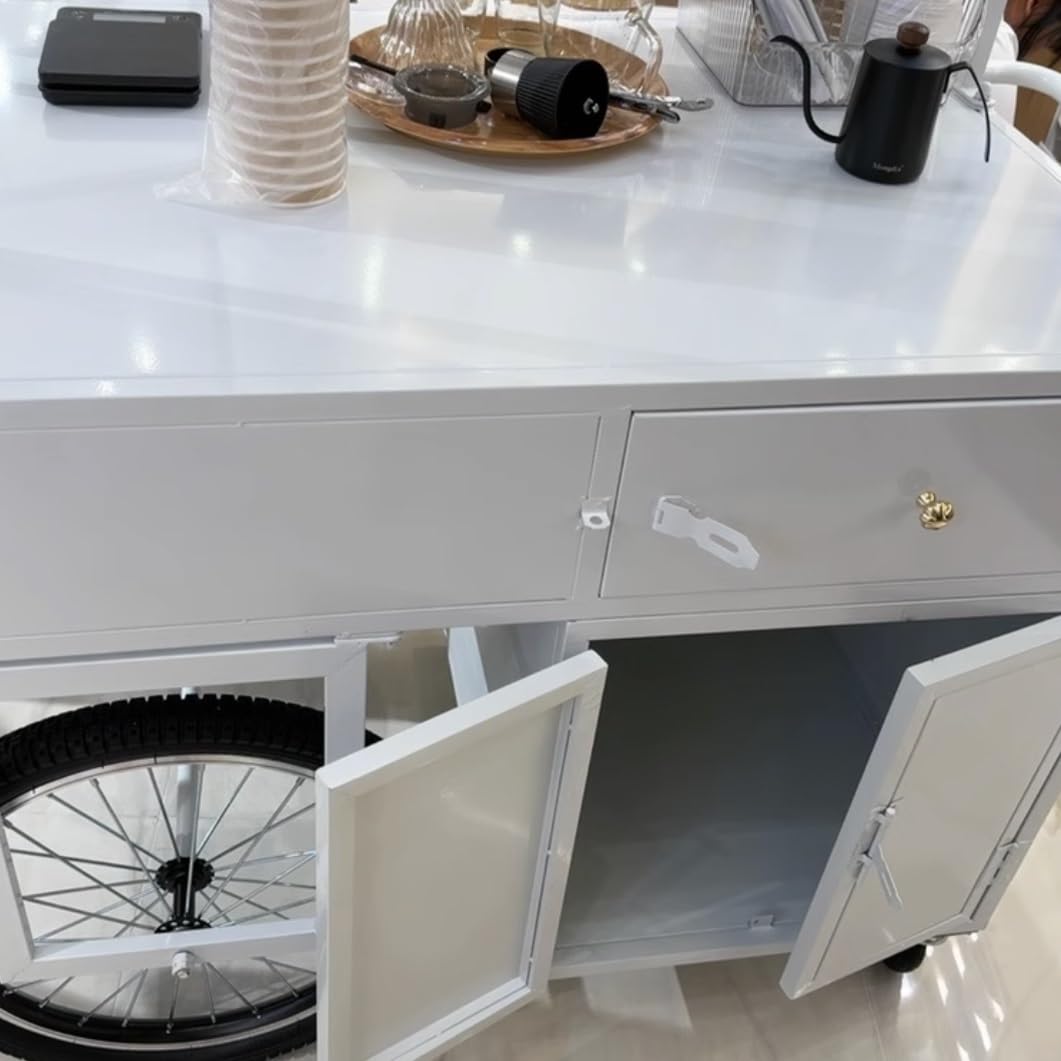 Carrello mobile del fornitore dell'alimento, carrelli alimentari portatili con il baldacchino e i cassetti di stoccaggio, Banco di mostra dell'alimento del metallo per la stalla del mercato