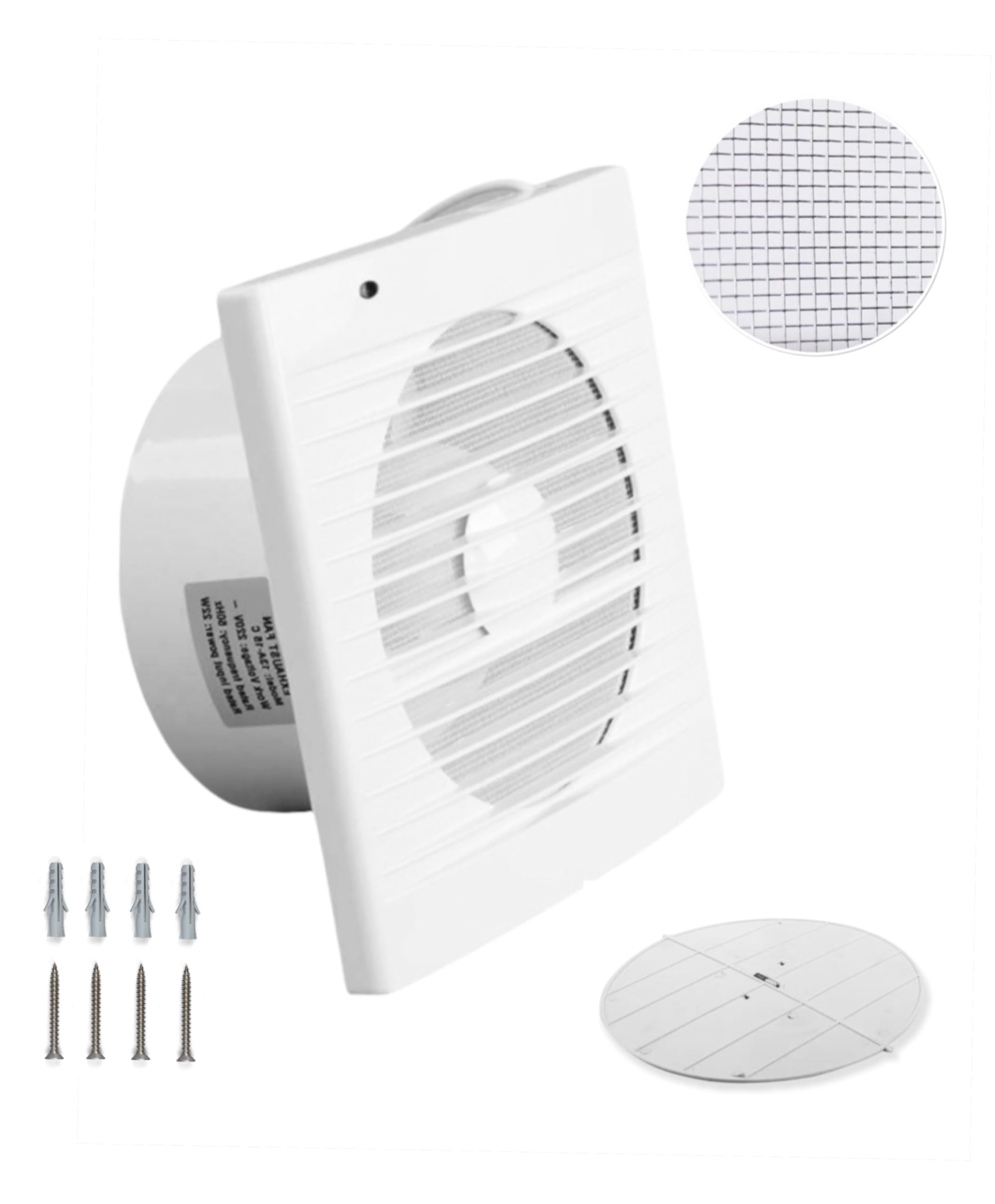 100mm- Ventilador extractor de aire + mosquitera integrada, 14W-80m3/h, cuarto de baño, cocina, WC, VMC, 2ANOS GARANTITA
