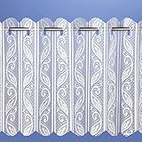 home-expression Pleated vertical blind white net curtain heavy thick floral print traditional lace net curtain 72" INCH (180CM) wide x 54" INCH (137CM) drop approx plain slot top