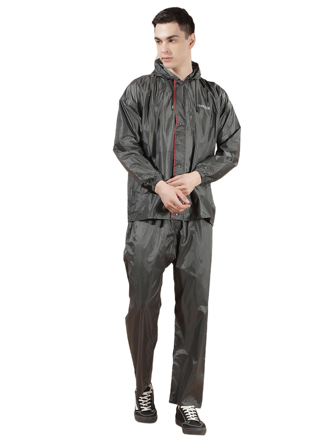dollar Men's Waterproof PVC Raincoat Set | Zipper & Button Closure | Hood & Pocket | Full Sleeve Jacket Pant Rainwear Suit | Lightweight Leakproof Rain Protection for Outdoor, Biking, Riding-picture-35