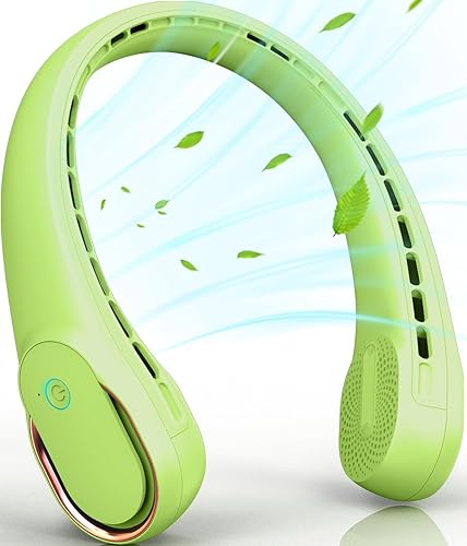 FrSara Bladeless Portable Neck Fan, 5200mAh, 3-Speed, 360° Surround Wind, Ultra-Quiet, USB Rechargeable, Wearable Portable Fan, Avocado Green - Avocado Green