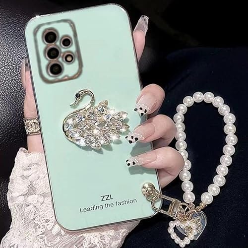 Miniatura 6 de Pulsera de perlas de cisne con diamantes de imitación para Samsung S10 A32 A52 A72 S20 S21 S22 Plus Ultra Pro FE A 71 51 Note 10 20 Funda de