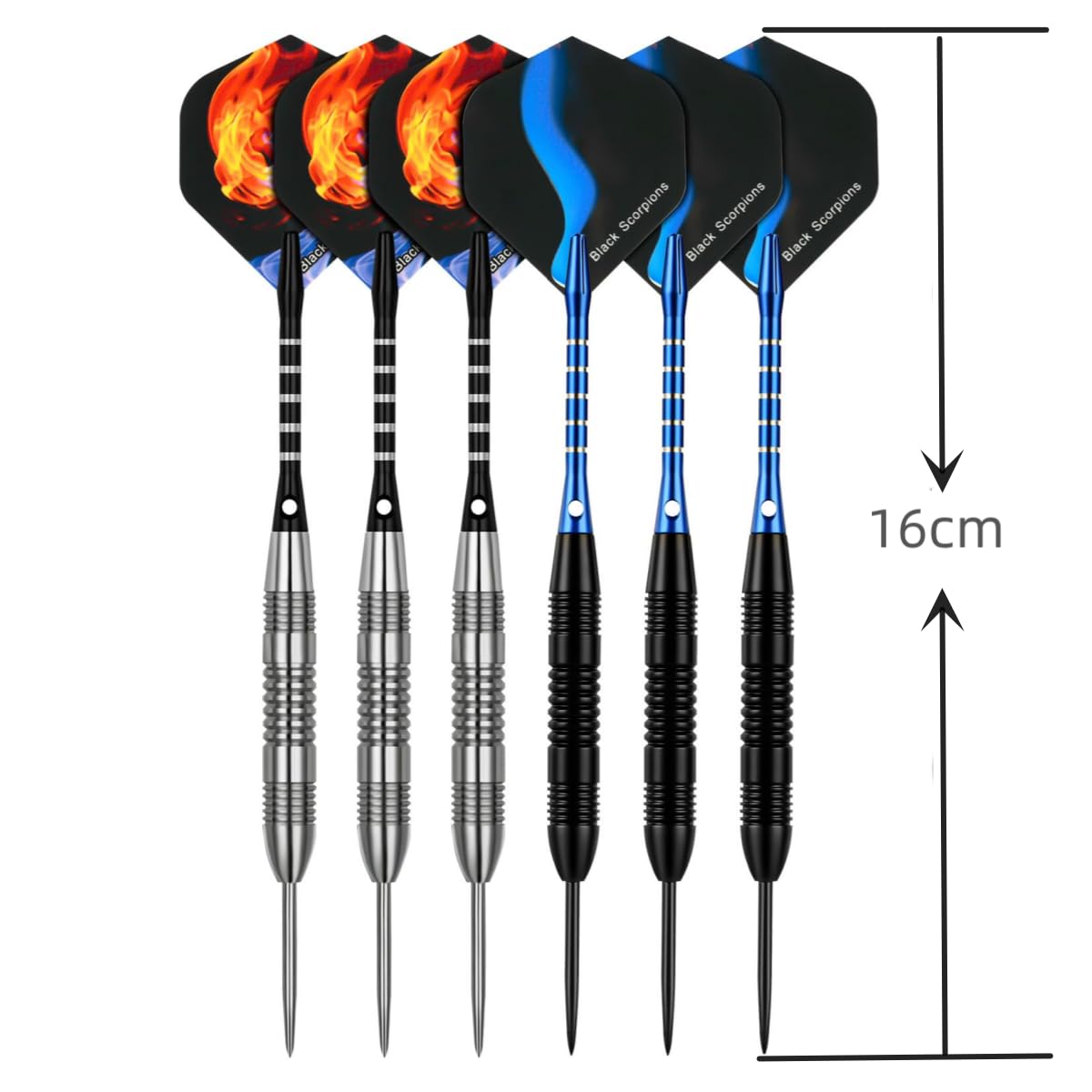 HRLORK 6 Packs Darts Set Professional Darts Set Steel Tip Darts Aluminum Shafts Darts Stems and Flights with 6 Black Spare Plastic Shafts and Darts Case-23g Darts - Image 4