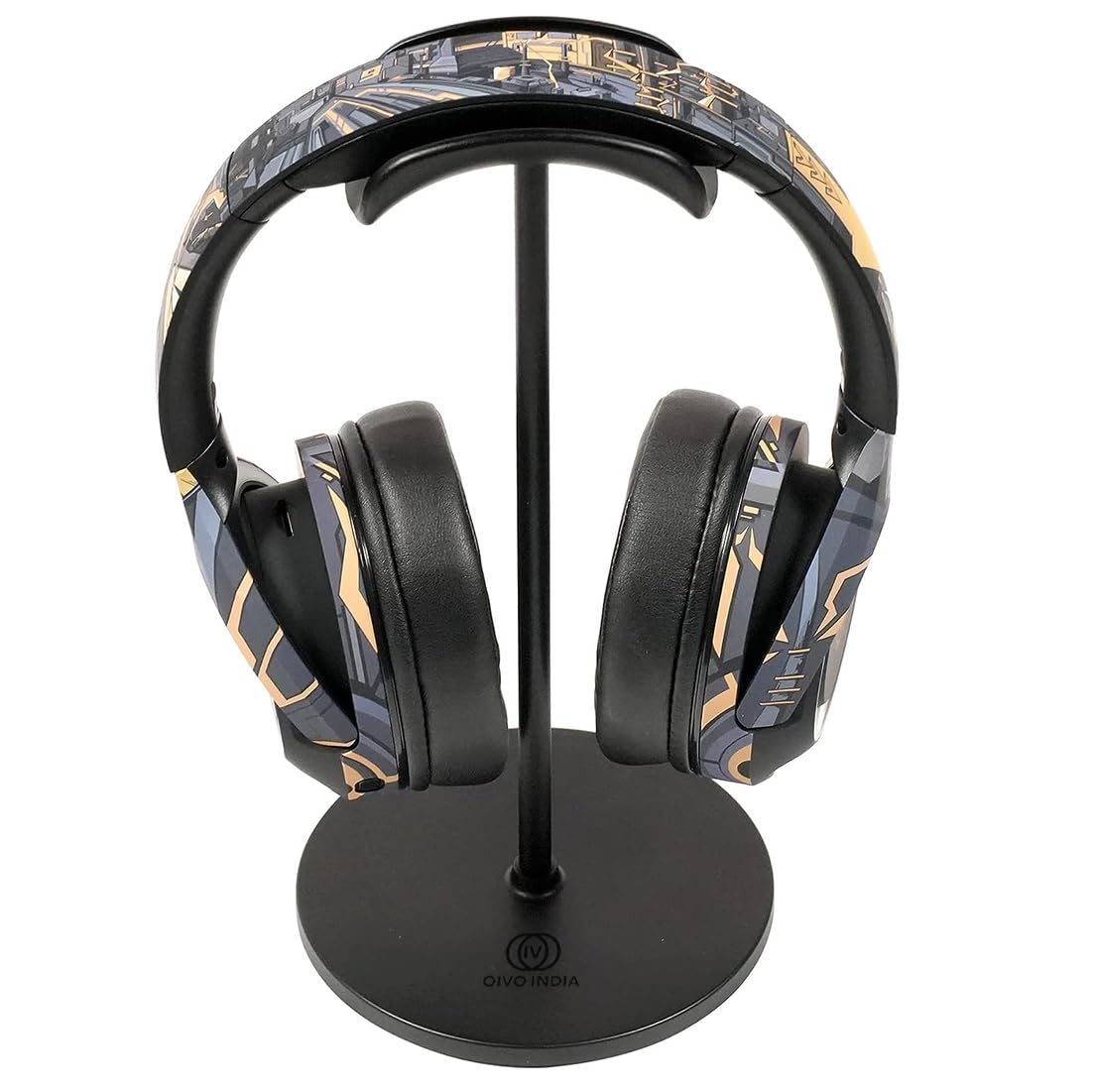 Headphone Stand Headset Holder with Aluminum Supporting Bar for All Headphone Sizes (Black)