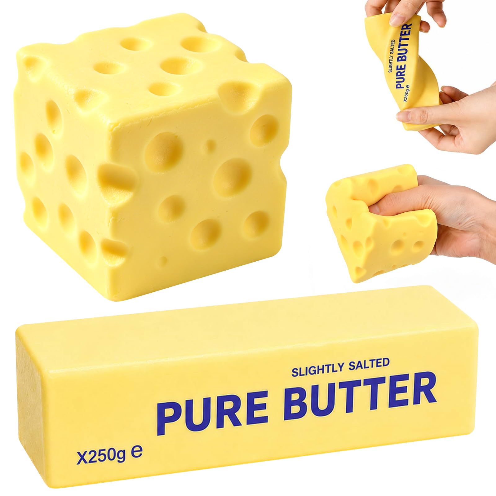2Pcs Butter Cheese Squishy, Slow Rising Butter Stick Cheese Squishies Toy