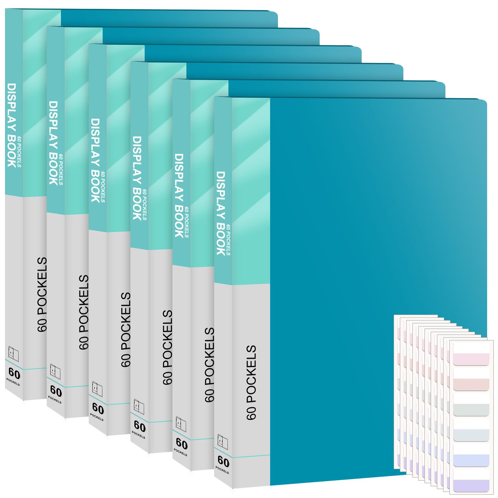 6 Pack A4 Display Books 60 Pocket A4Display Folder with Plastic Sleeves, A4folder with Plastic Sleeves Black Presentation Project Folder, Poly File-Folder Used for Storing Document and Certificate-G