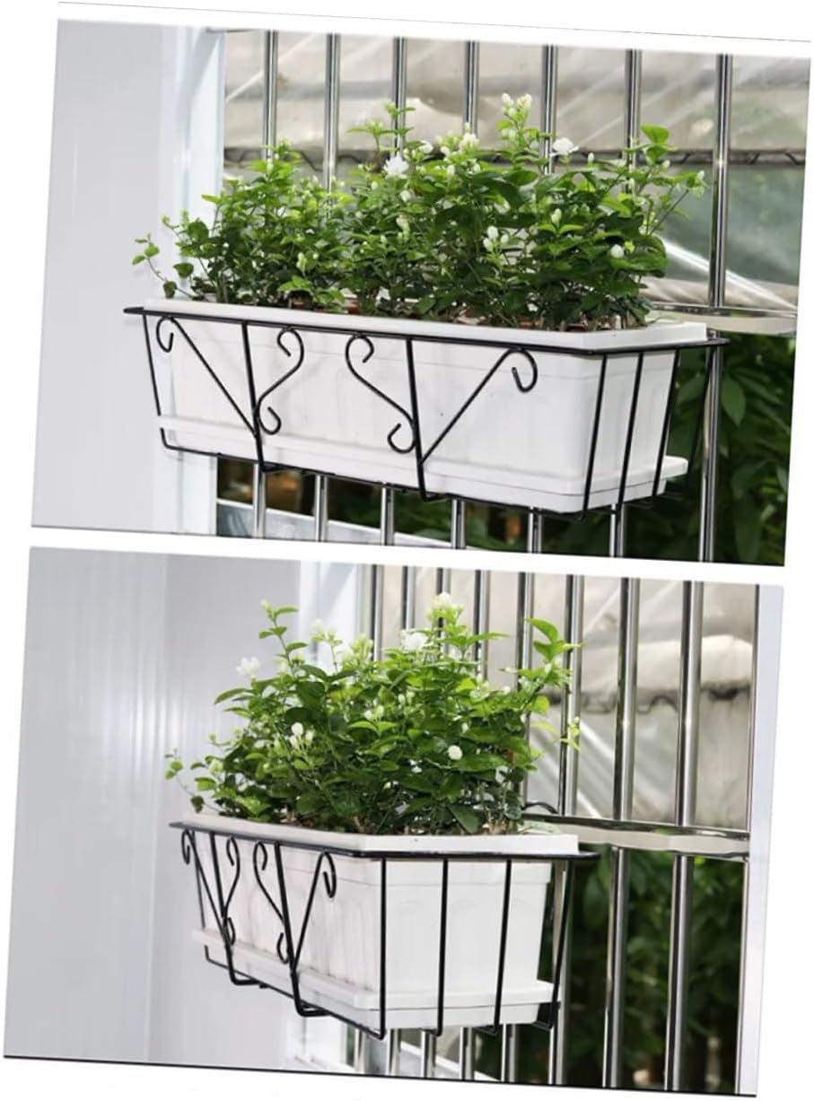 2pcs Railing Plant Rack Sturdy Hanging Flowerpot Holder for Balcony Courtyard Decorative Planter Bracket Design