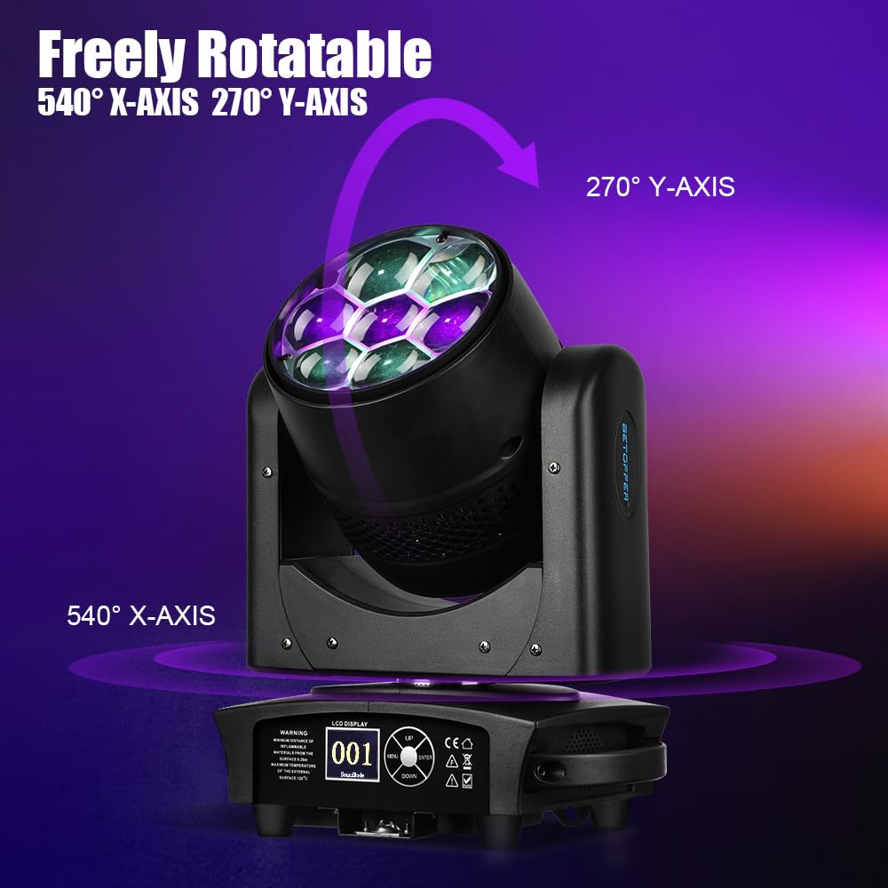 BETOPPER 7 * 40W Discokugel Moving Head Dj Licht mit Spot Point Steuerung, RGBW Beam/Wash/Zoom/CTO Effekt Bee Eye LED Bühnenlicht, Sound Activated Discolicht Partylicht Party Deko für Hochzeit, Bars