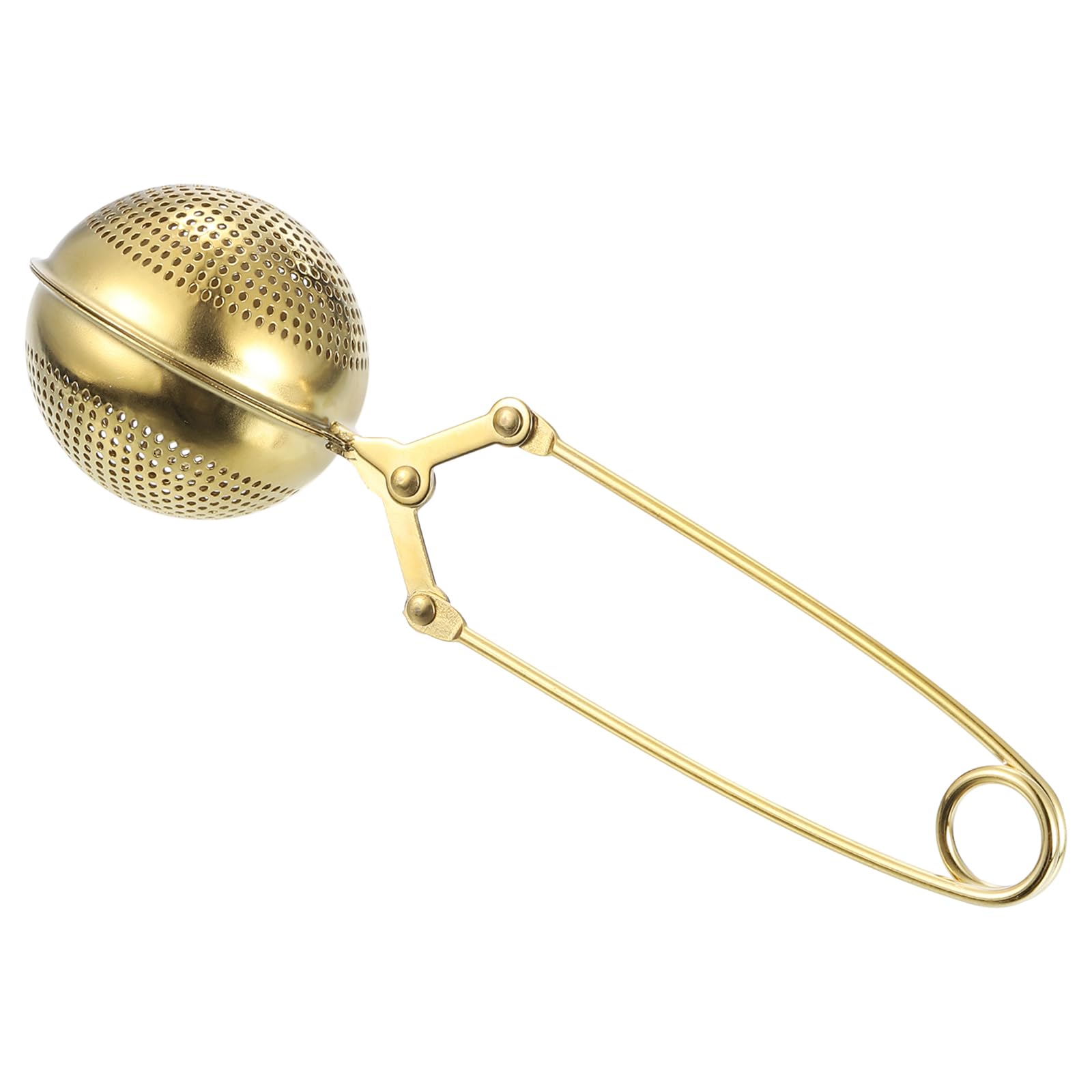 uxcell Ball Snap Tea Ball Infuser with Handle, Loose Tea Steeper, Stainless Steel Tea Strainer for Brew Loose Leaf Tea, Gold