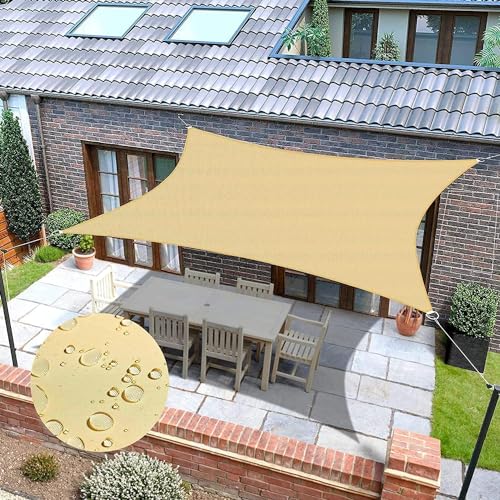 Sun Shade Sail Waterproof Outdoor Rectangle Shade Canopy UV Block Awning for Patio Garden Backyard Lawn 5 * 5m (197in*197in)