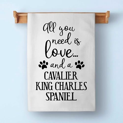 Miniatura 7 de Honey Dew Gifts Toallas divertidas, All You Need is Love and a Cavalier King Charles Spaniel, toalla de cocina para amantes de los perros, toalla de