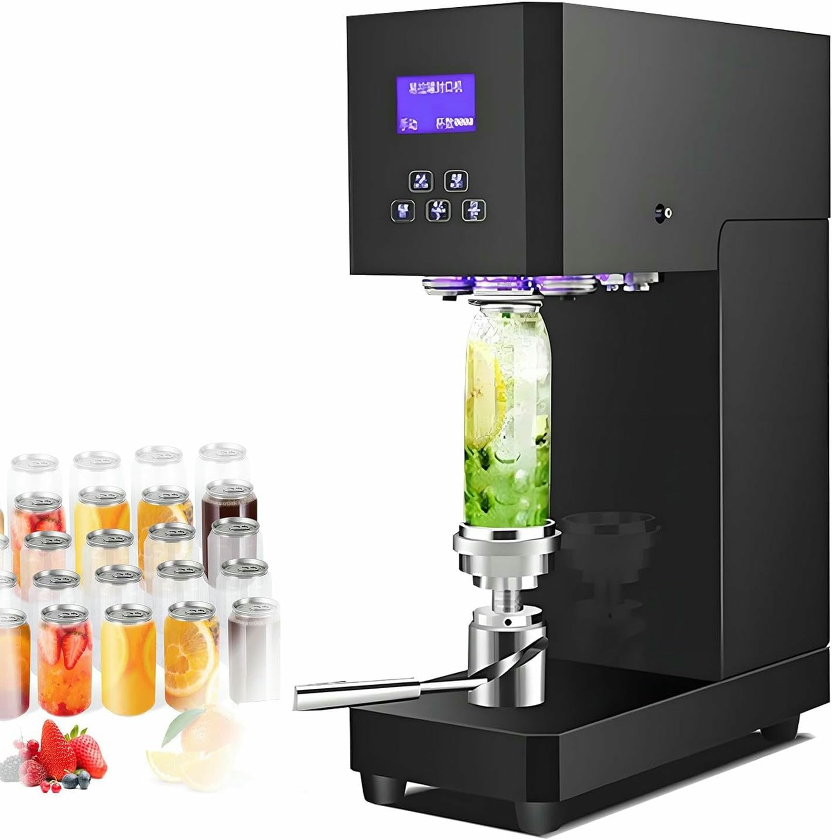 Fhrka Black Automatic Can Sealer Machine, 370W Can Seamer Press Tin Can Sealing Machine, With Intelligent Panel & Counting Height Adjustable (Black)