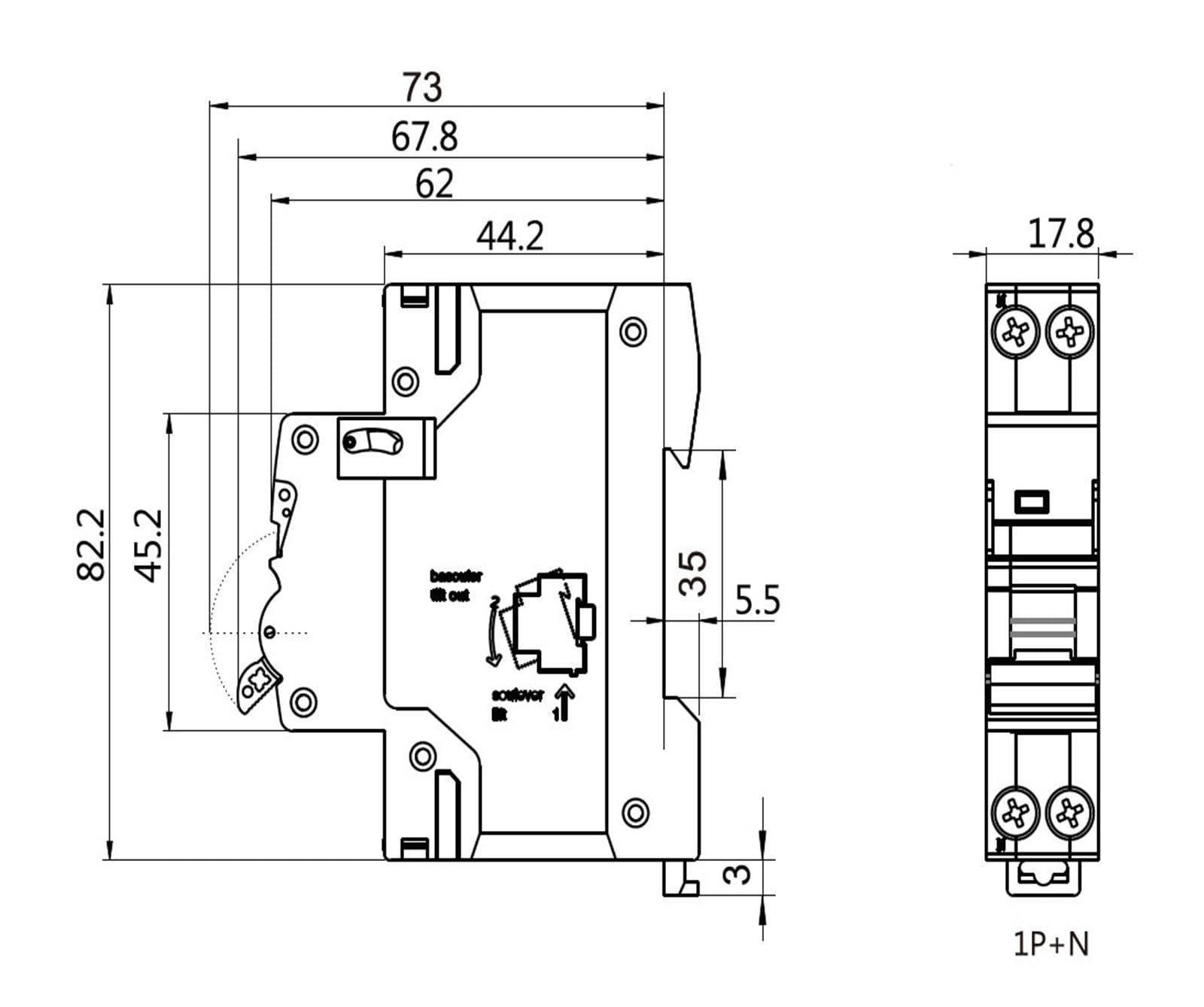 GYM9N 1P + N 6A 10A 16A 20A 25A 32A 40A 220V Sll wyłącznik automatyczny B punkt C punktowy (40A, C krzywe)