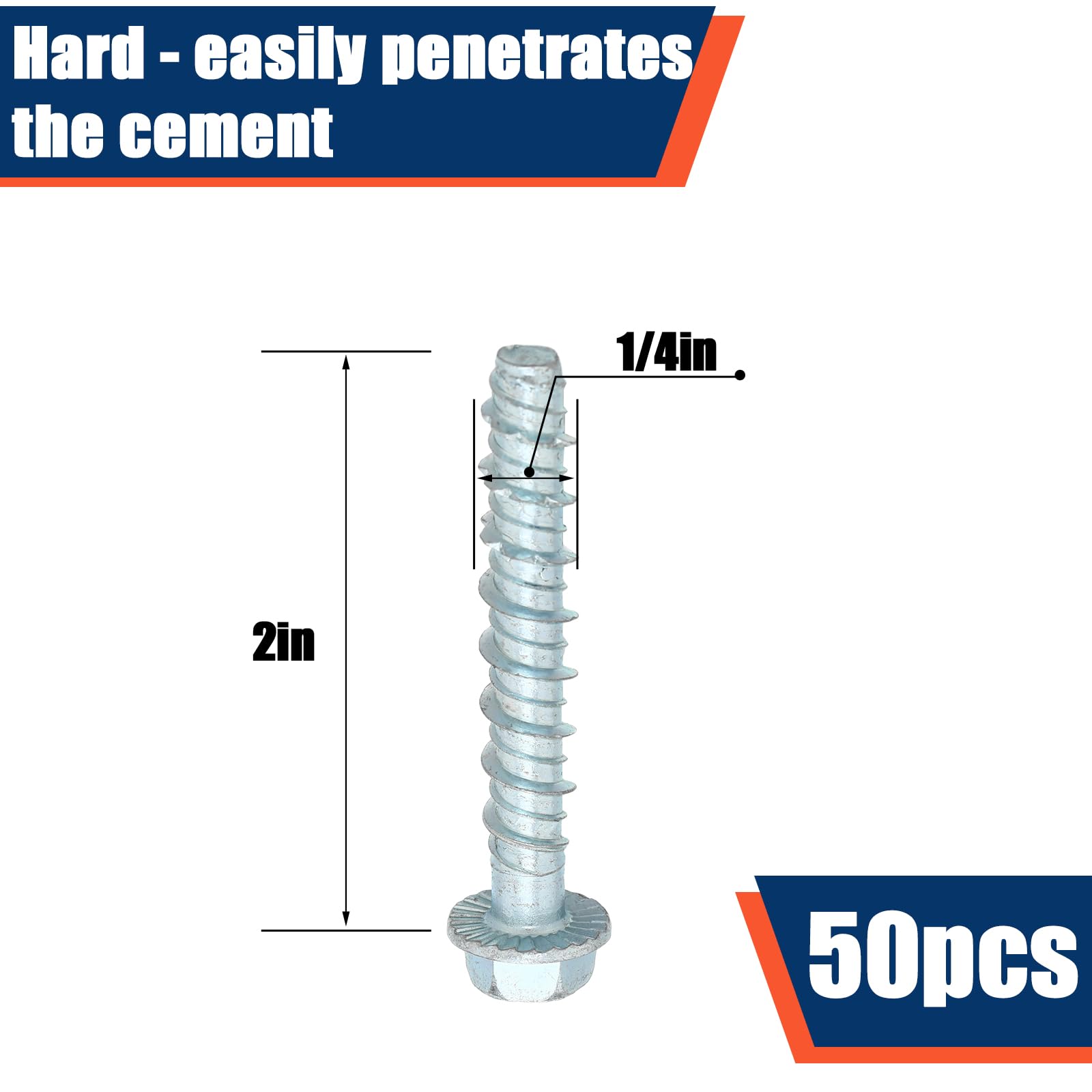 Concrete Anchors & Screws - 50 Pack -2 Concrete Anchors & Screws - 50 Pack -2