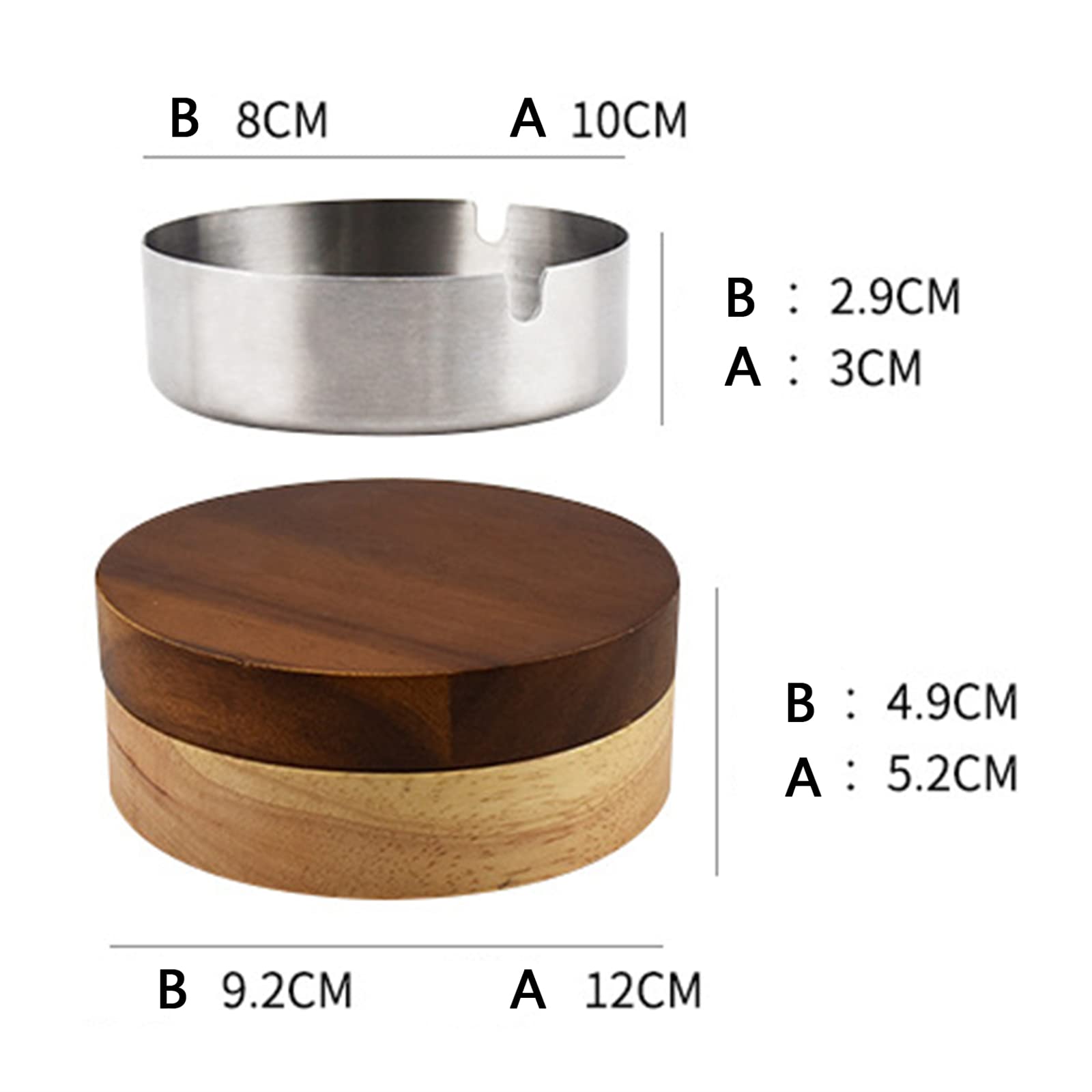 Posacenere In Legno Con Coperchio E Rivestimento In Acciaio Inox – Antivento Per Esterno/Interno
