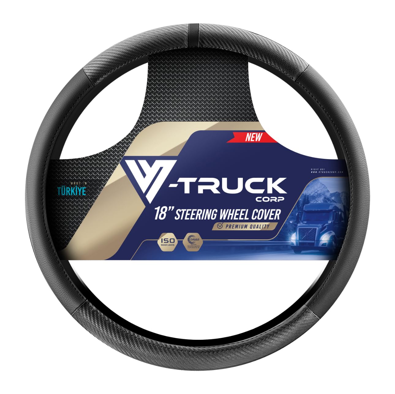 Motor Trend Truck Accessory 18" Big Rig Steering Wheel Cover | Light Wood Grain Synthetic Leather | Snug Fit For Semi Trucks Mercedes Steering Wheel Cover