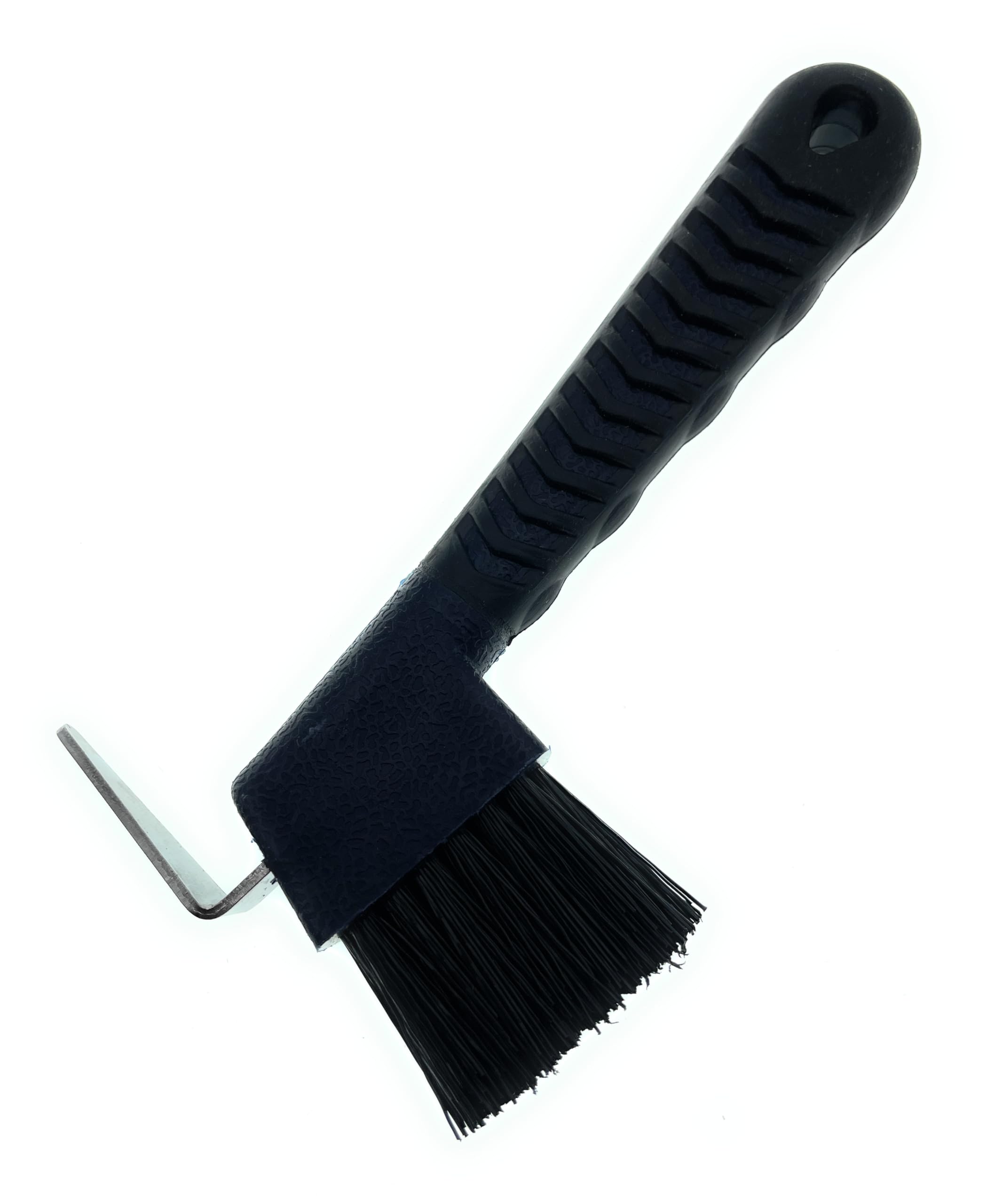 MacMaxe Ergonomic Horse Hoof Pick Brush with Heavy-Duty Rust-Resistant Steel Pick and Durable Nylon Bristles – Ideal for Hoof Care, Easy to Clean, Suitable for Beginners and Advanced Riders (Black)