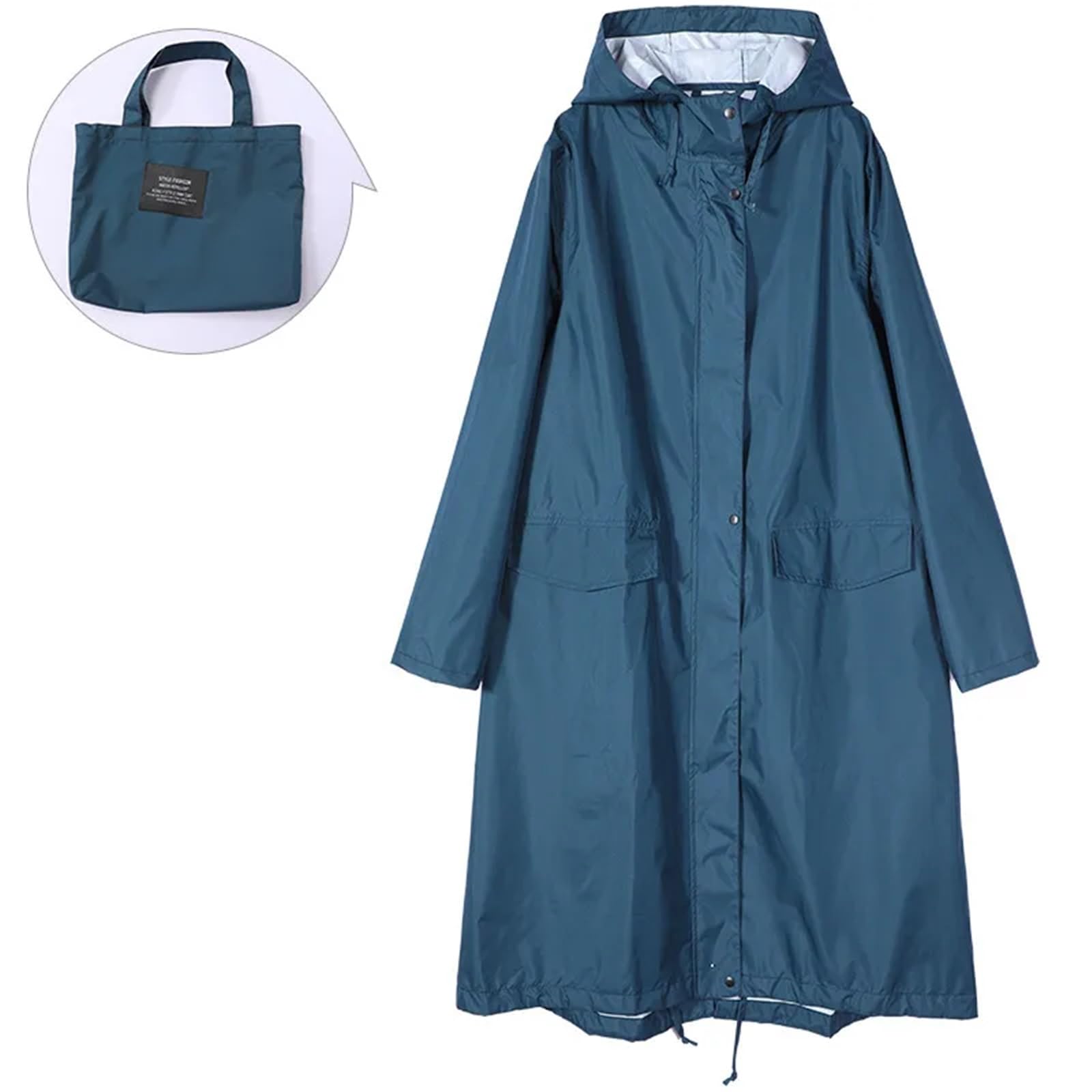 Poncho antipioggia Giacca impermeabile lunga da donna, uomo, antivento, con cappuccio, leggera, poncho, mantello