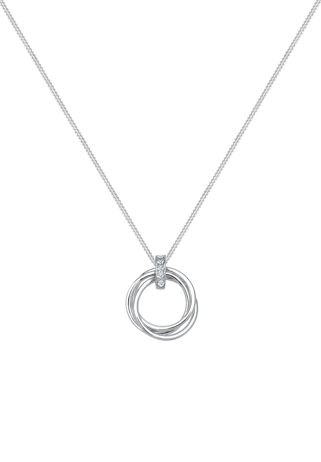Elli DIAMONDS Halskette Damen Kreis Trio Anhänger mit Diamant (0.025 ct.) in 925 Sterling Silber
