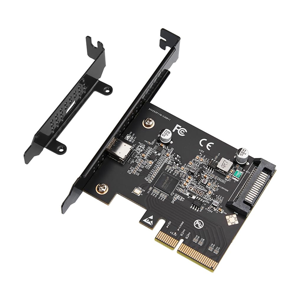Tarjeta de Expansión USB-C 3.2 Gen 2x2 PCI-e Gen 3 X4 Type-C Chipset ASMedia ASM3242 de 20 Gbps con Alimentación SATA de 15