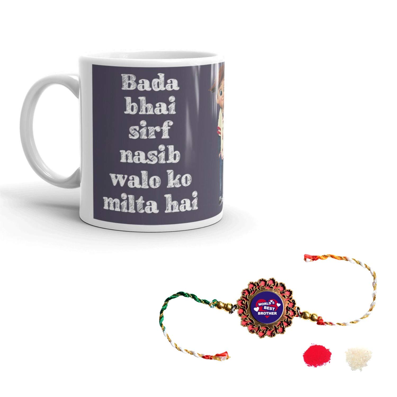 Family Shoping Bhai Dooj Gift for Brother Bhai to Sirf Kismat Walo KO Milta Hai White Coffee Mug -320ml with Bhaidooj and Rolli Tika Gift for bhaiya