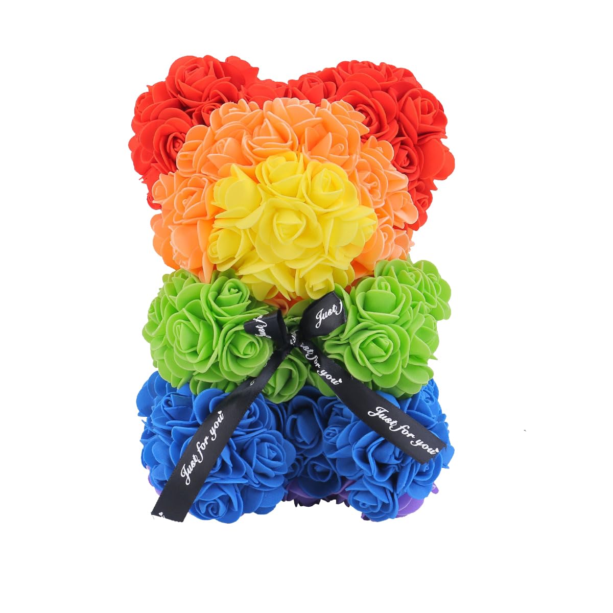 Ttiy Rose Bear Handmade Artificial Rose Flower Bear Creative Foam Flower Bear Romantic Valentines Present for Wife Mom Daughter 1PCS Rainbow