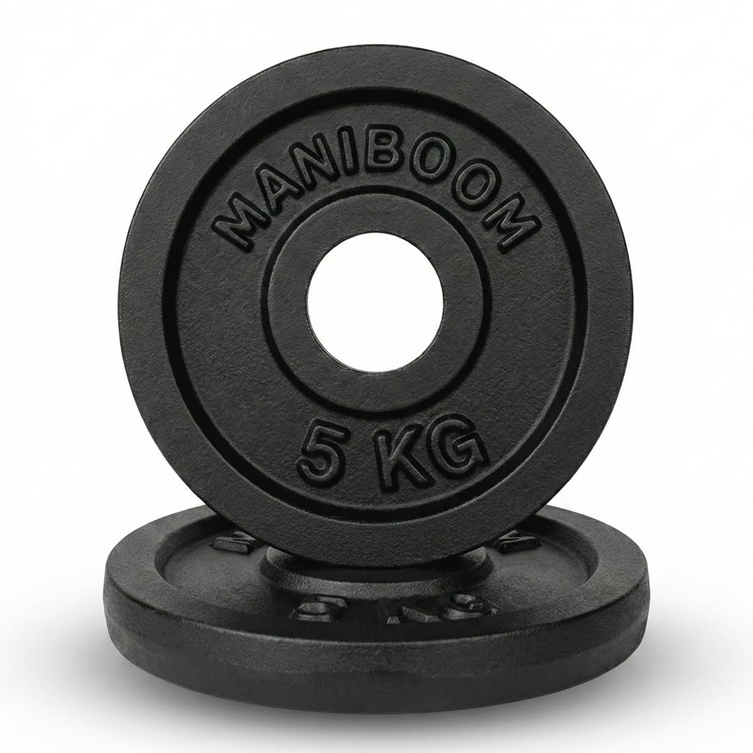 ManiBoom Discos de Pesas de Hierro Fundido (25mm) y Accesorios de Musculación – Sets de Placas y Barras para Gimnasio en Casa (Se Venden por Separado)