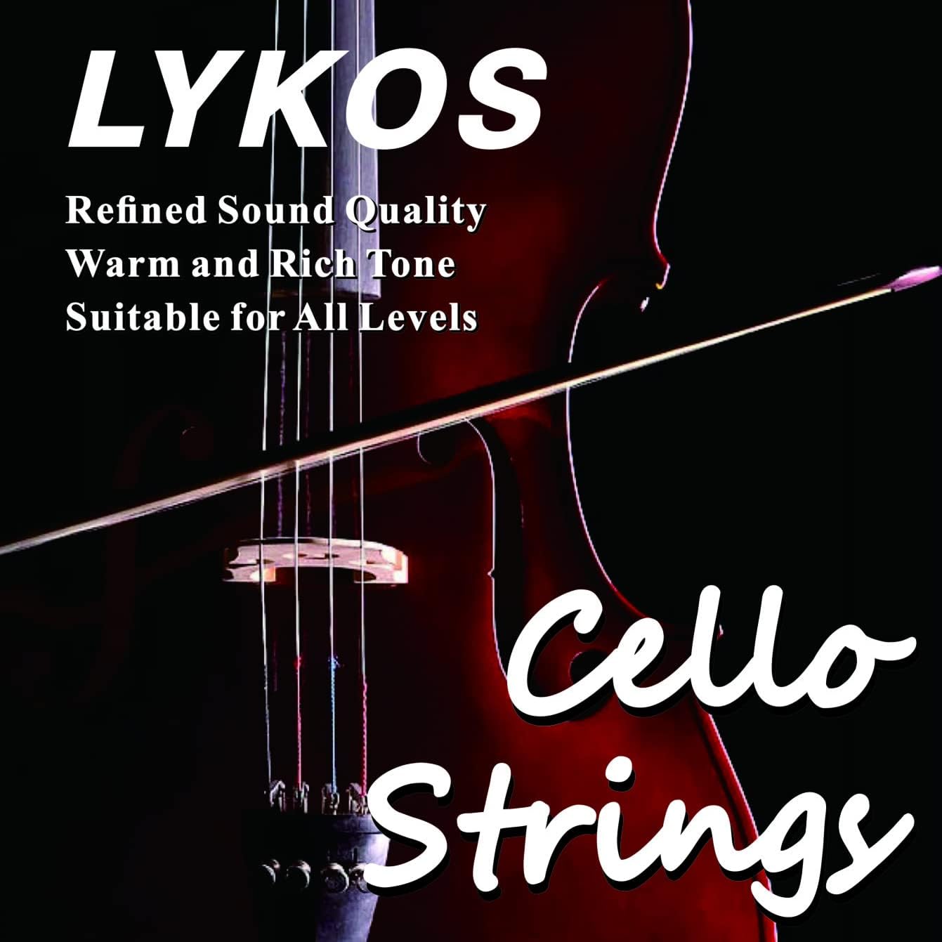 Lykos Cello Strings 1 Full Set A D G and C for 3/4 and 4/4