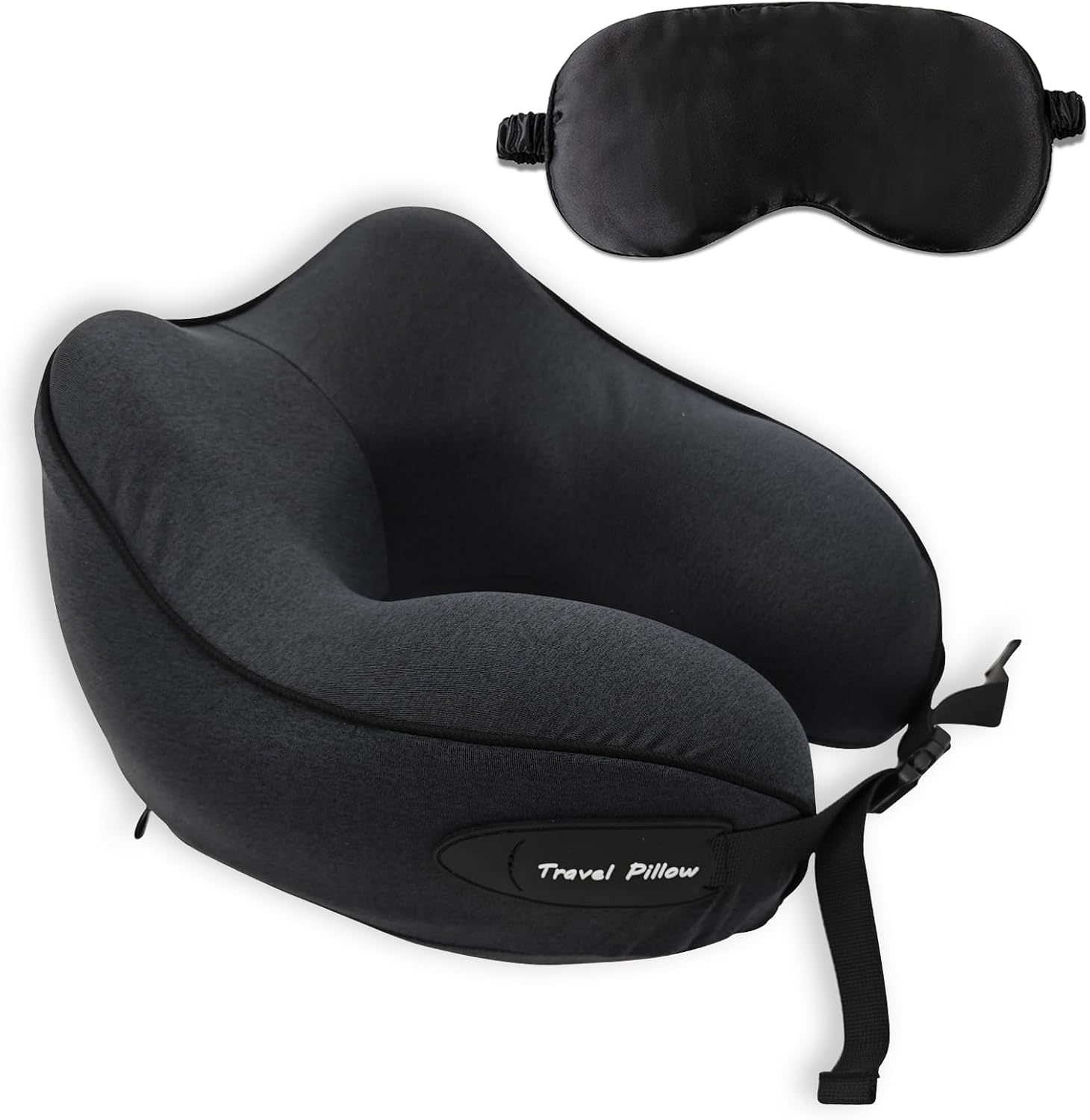 Travel Neck Pillows for Adults 100% Memory Foam Airplane Pillow Neck Support for Aircraft Car Home Rest Use(Black)