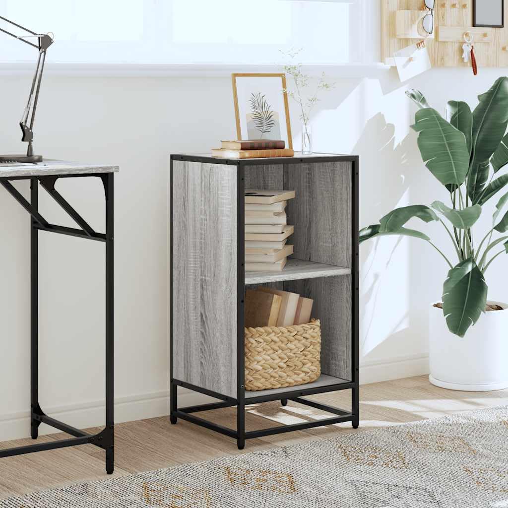 Sonoma - Biblioteca gris (40 x 35 x 76 cm, estructura metálica, estante moderno con 2 compartimentos, madera resistente, para salón, oficina, pasillo, dormitorio