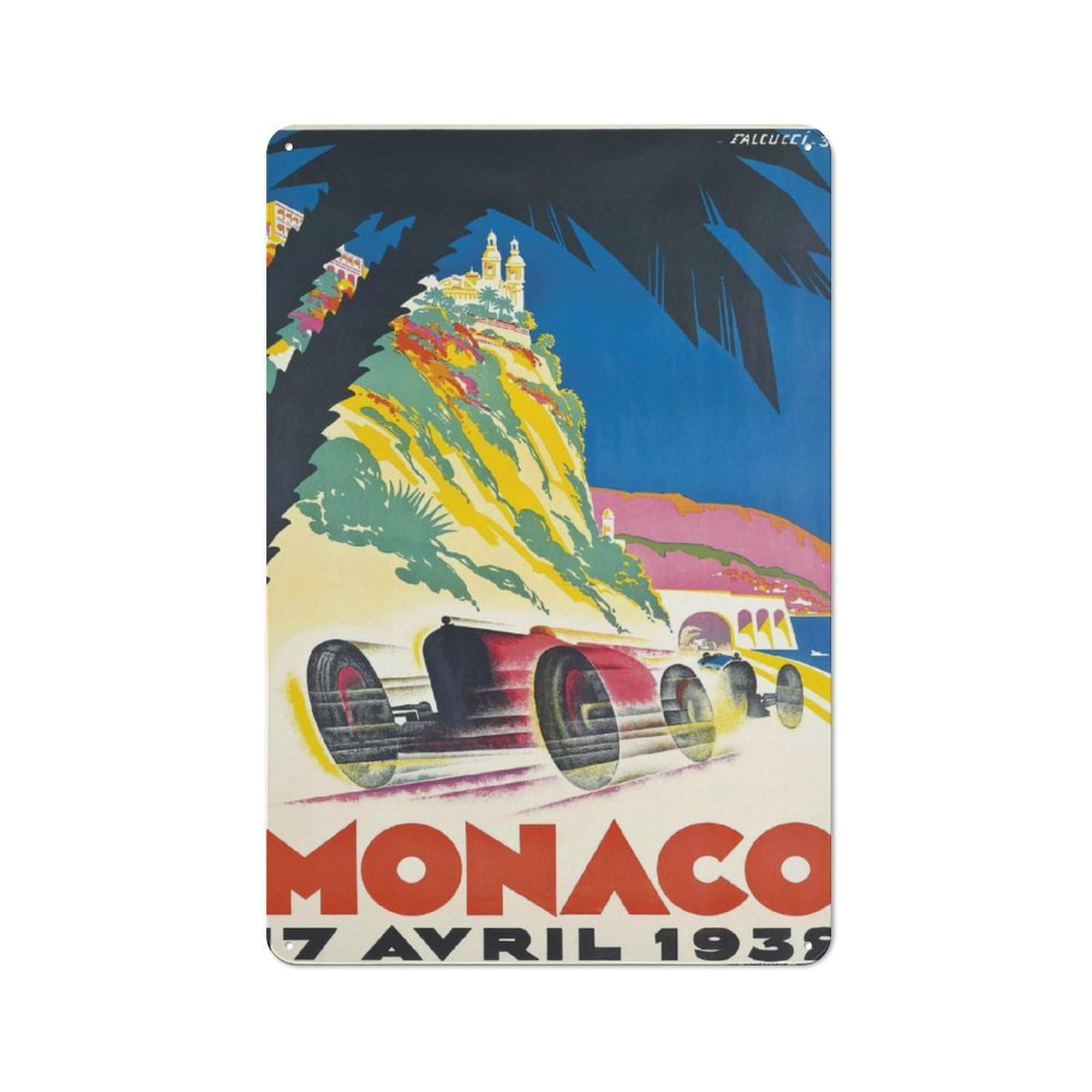 Junmoney Monaco Grand Prix 1933 Understated Office Metal Sign 30X20cm Featuring Studio Wall Plaque For Office, Study, Studio Or Hallway